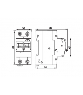 Wyłącznik r&oacute;znicowo-prądowy, z członem nadmiarowym, 10kA, 2P KRO10-2/B20/30
